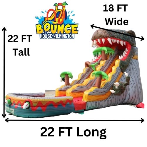 Dino Head 22 FT Tall Slide - $415 Overnight Rental.