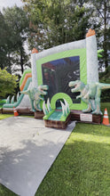 Load and play video in Gallery viewer, Dual Slide T-Rex Bounce House - $350 Overnight Rental.
