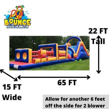 Load image into Gallery viewer, 65 Ft Fun Run Obstacle Course with 22 FT Slide,-$560 Overnight Rental.
