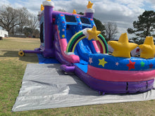 Load image into Gallery viewer, Unicorn DUAL LANE COMBO Rental Rates Wet $330 or  Dry slide with Ball Pit  $330 Bounce House Rentals Wilmington NC 
