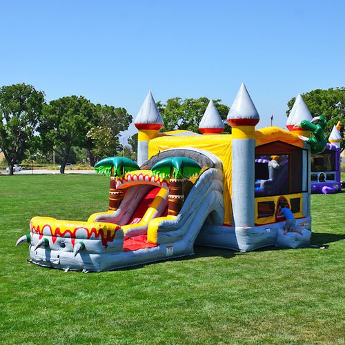 T-REX DUAL LANE COMBO Rental Rates Wet $310 or  Dry slide with Ball Pit  $310 Bounce House Rentals Wilmington NC 