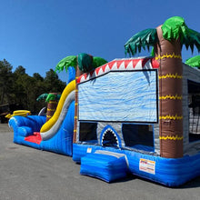 Load image into Gallery viewer, SHARK DUAL LANE COMBO Wet or Dry Rental Rates Wet $310 or Dry $290 Bounce House Rentals Wilmington NC 
