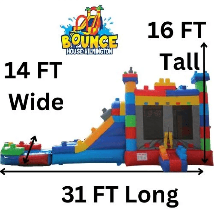 Blocks Dual Slide Bounce House  - $385 Overnight Rental