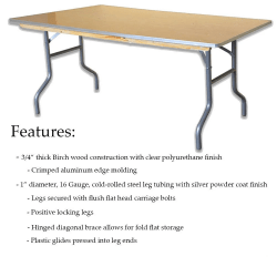 table202 1732136386 72" Rectangle Wood Banquet Table - $10 Overnight Rental